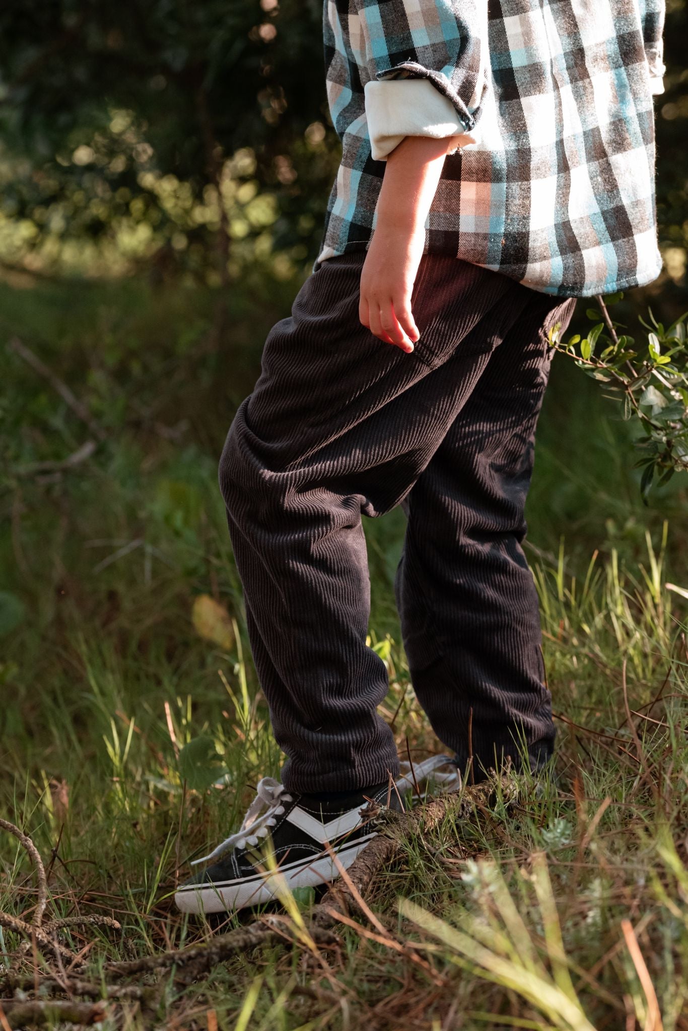 Pantalón en pana gris forrado