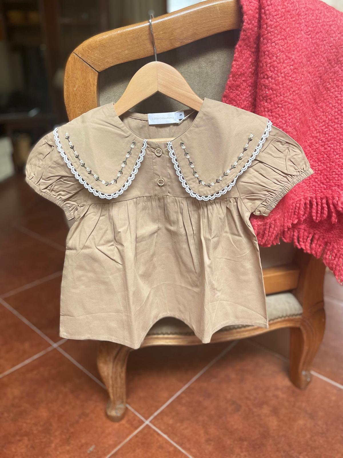 Camisa Sweet Flower Beige
