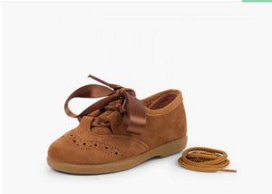 Zapato inglés niños en serraje - Color Camel