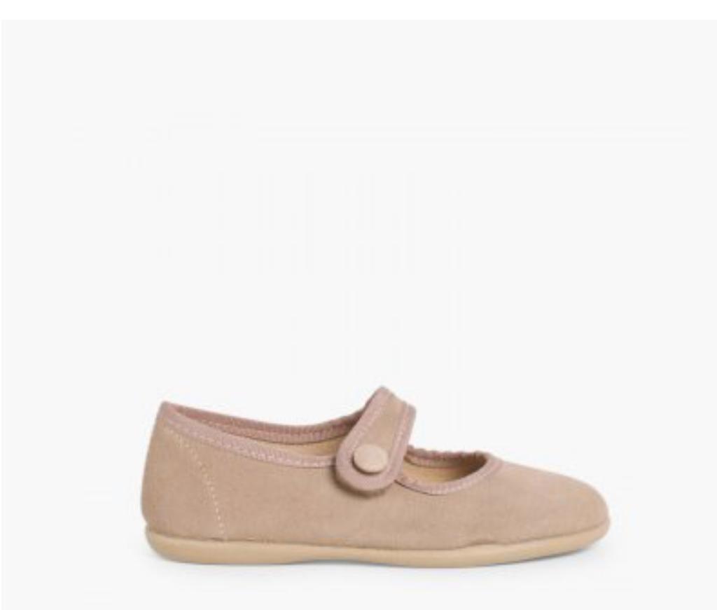 Merceditas niña serraje tira adherente - Color Beige