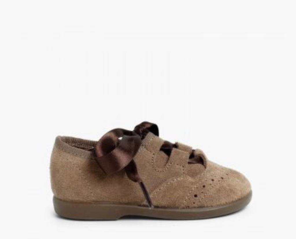 Zapato inglés niños en serraje - Color Topo