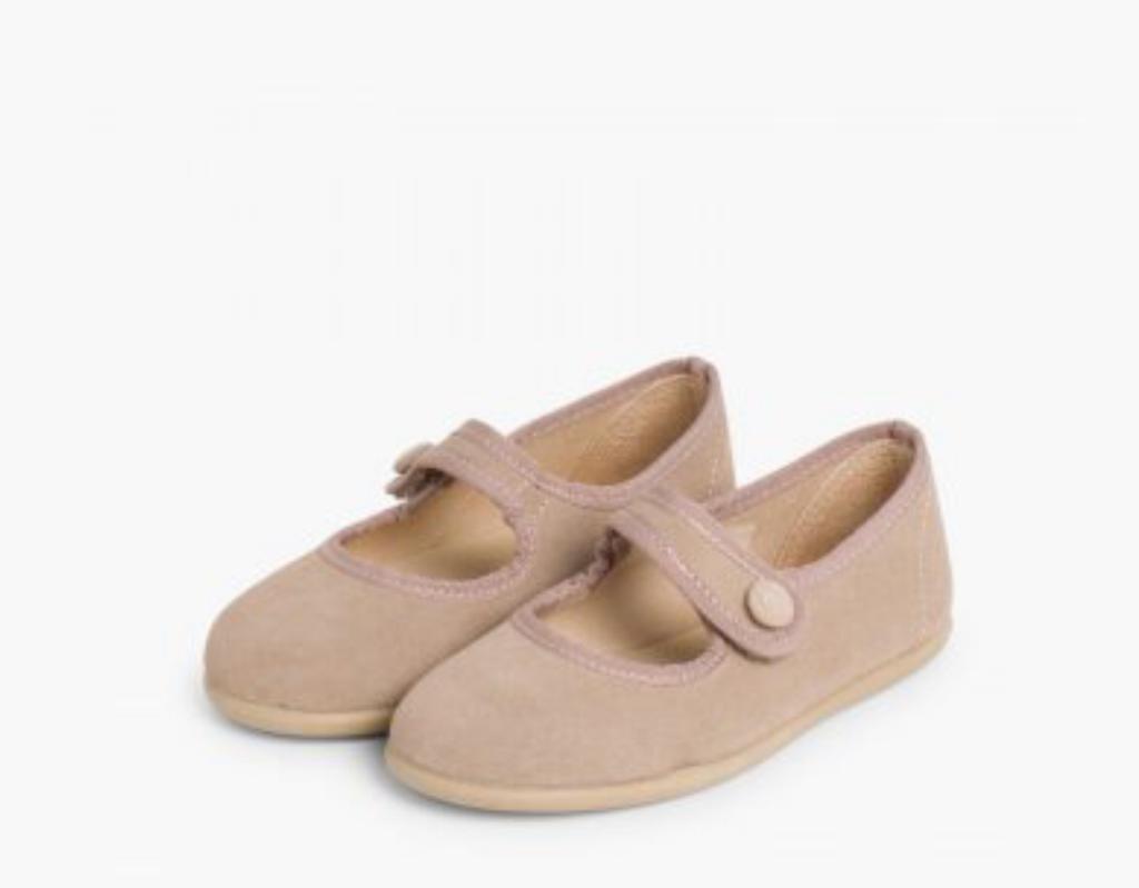 Merceditas niña serraje tira adherente - Color Beige