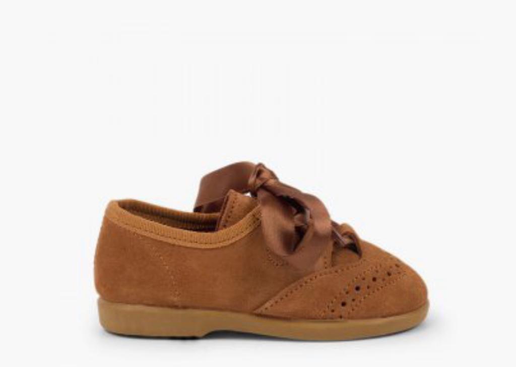 Zapato inglés niños en serraje - Color Camel