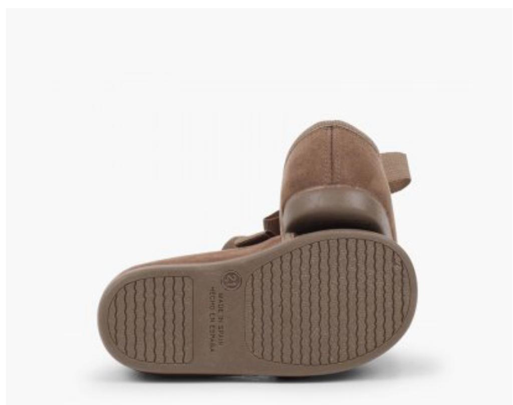 Zapatito niños tipo belucher con lazo y picados - Color Topo