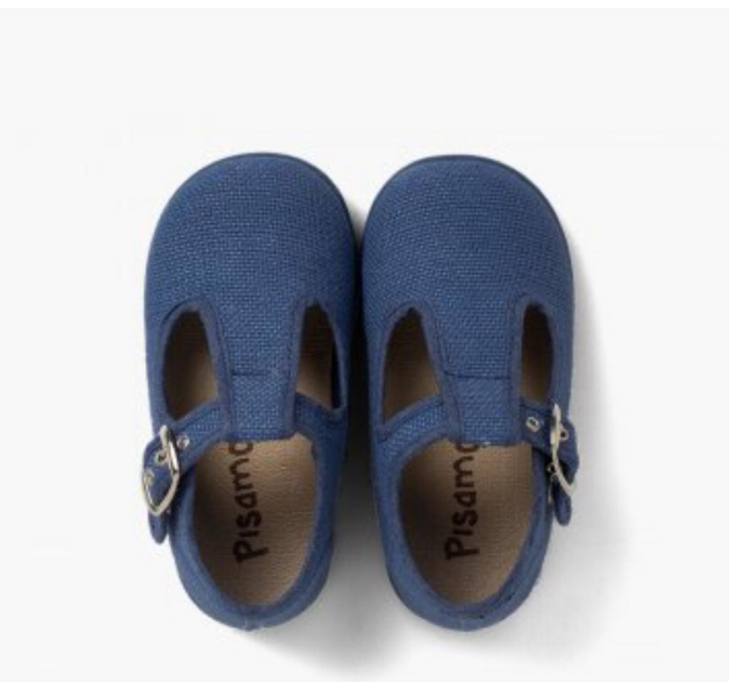 Pepitos niño lino con hebilla - Color Azul Azafata