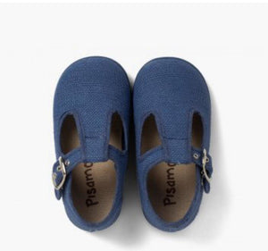 Pepitos niño lino con hebilla - Color Azul Azafata
