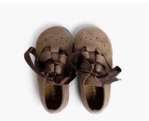 Zapato inglés niños en serraje - Color Topo