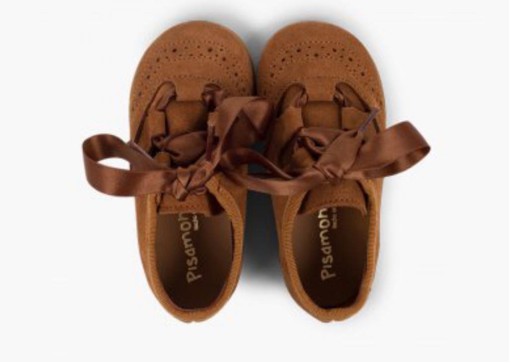 Zapato inglés niños en serraje - Color Camel
