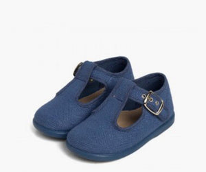 Pepitos niño lino con hebilla - Color Azul Azafata